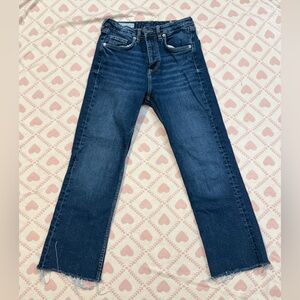 Zara Women's Dark Blue Denim Straight-Leg Flare Jeans